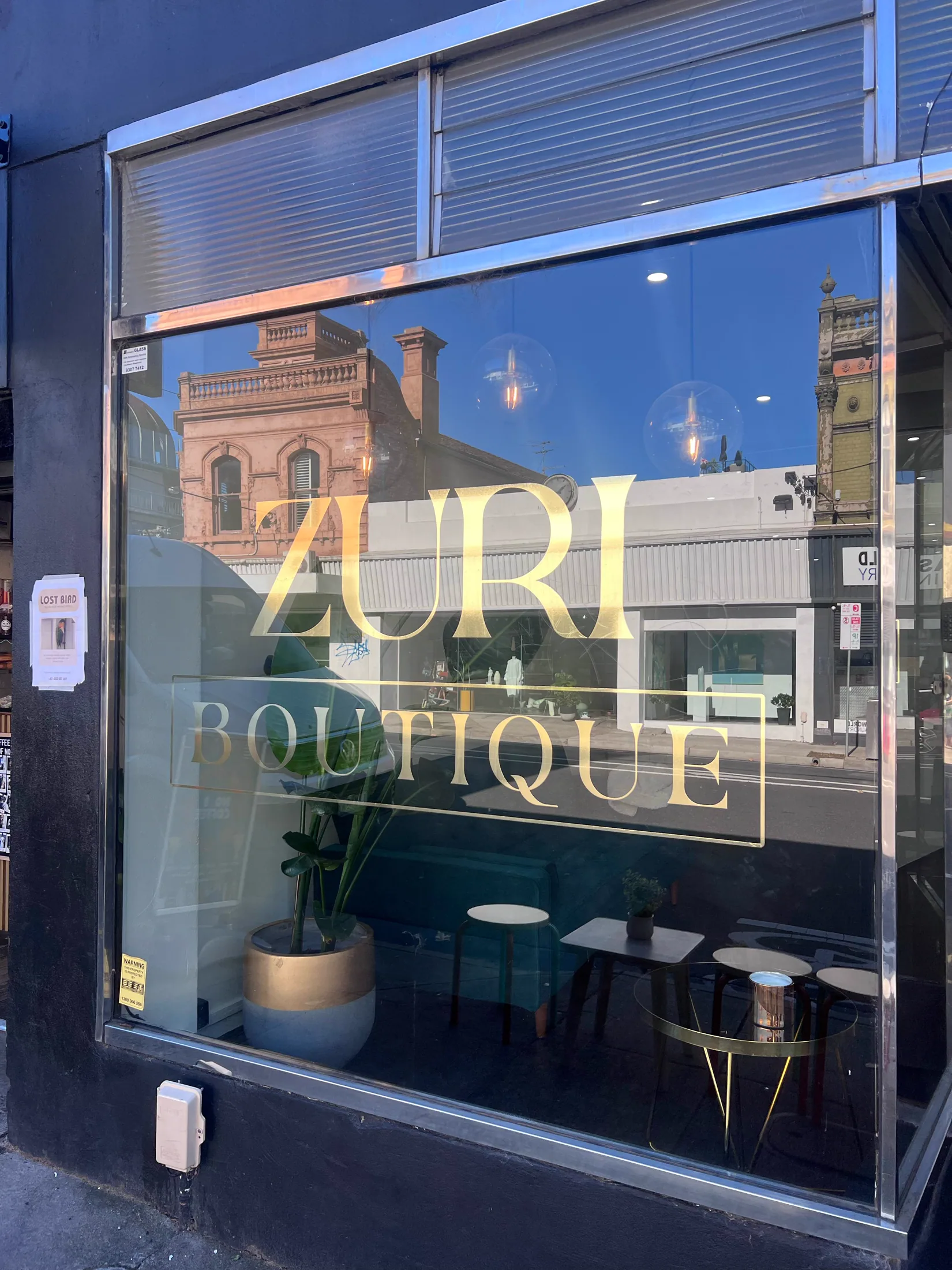 Zuri Boutique retail window graphics side angle